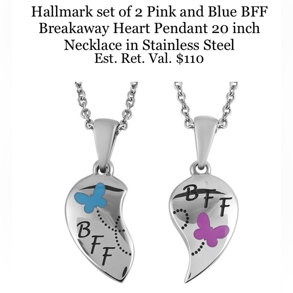 BFF Breakaway Heart Best Friend Pendants in 316L stainless steel